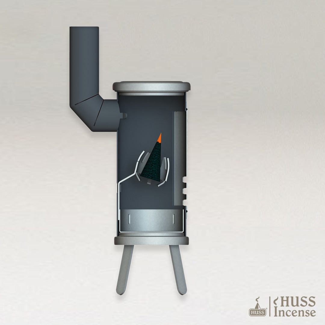Huss metal Incense holder miniature oven with incense cone