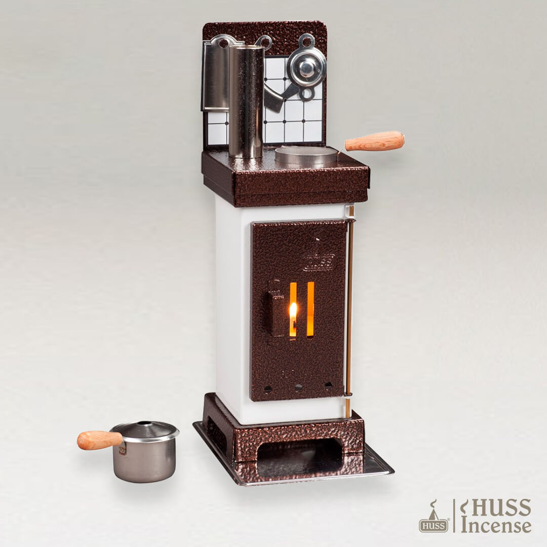 Incense holder for cones and oils with miniature pot next to it