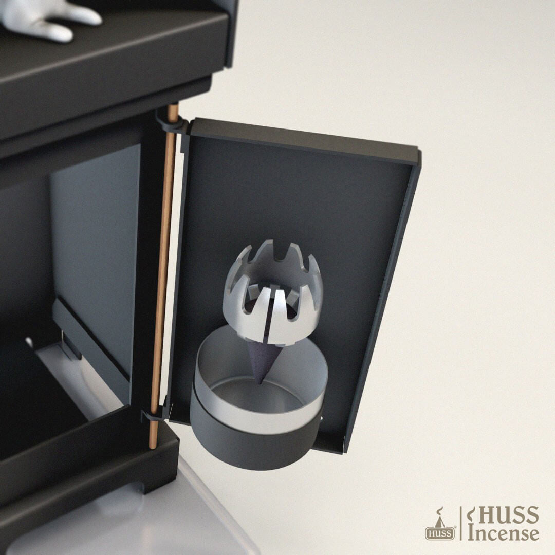 HUSS Incense Cone Wood Burner open
