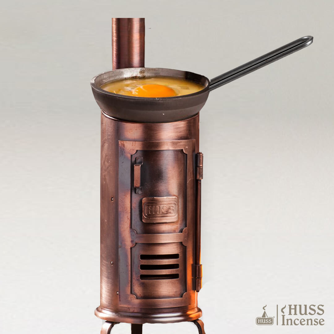 HUSS Incense Steel Pan with cooking egg and miniature oven Huss Table Huss'l
