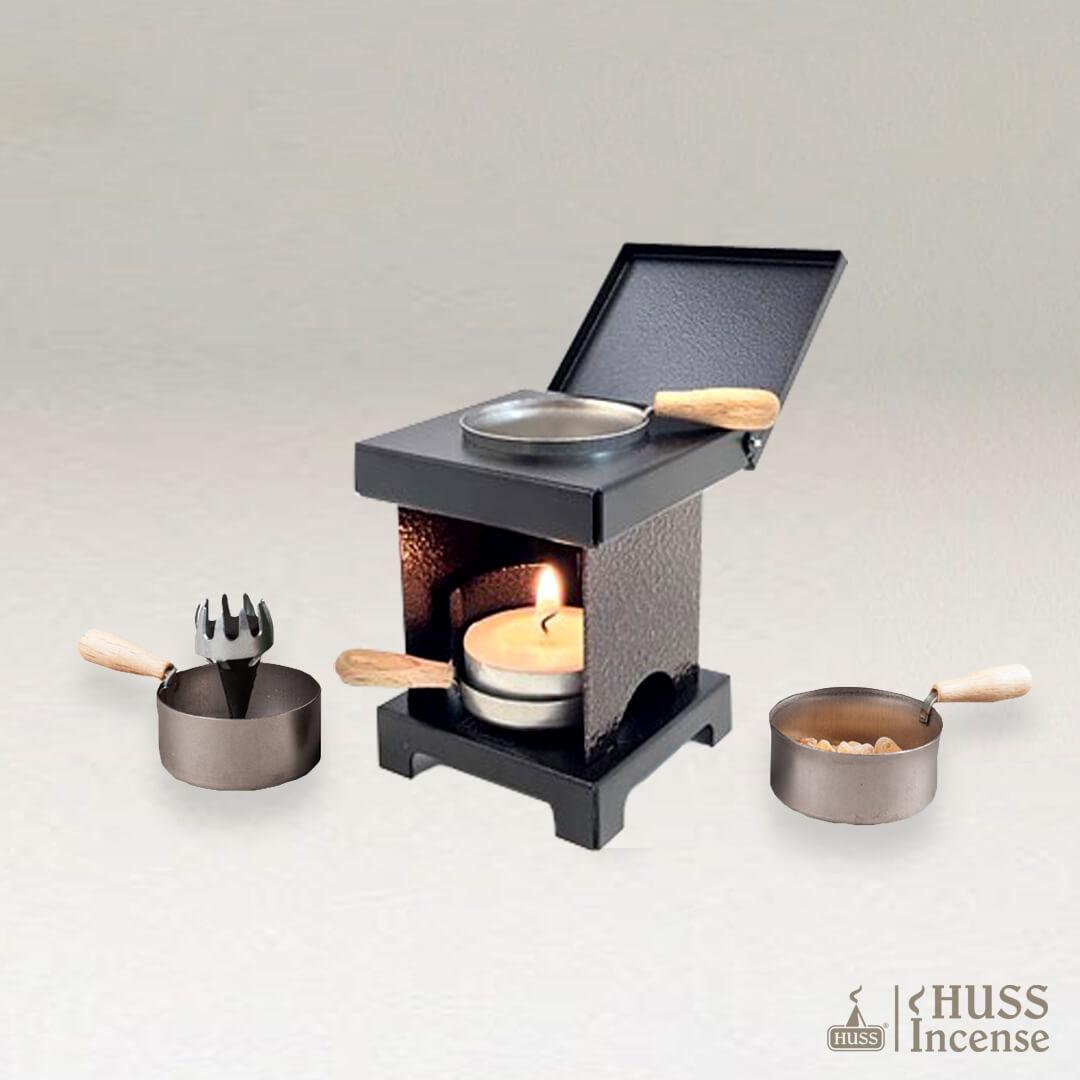 HUSS Incense Stool Stove copper with Incense holder and pan for resin