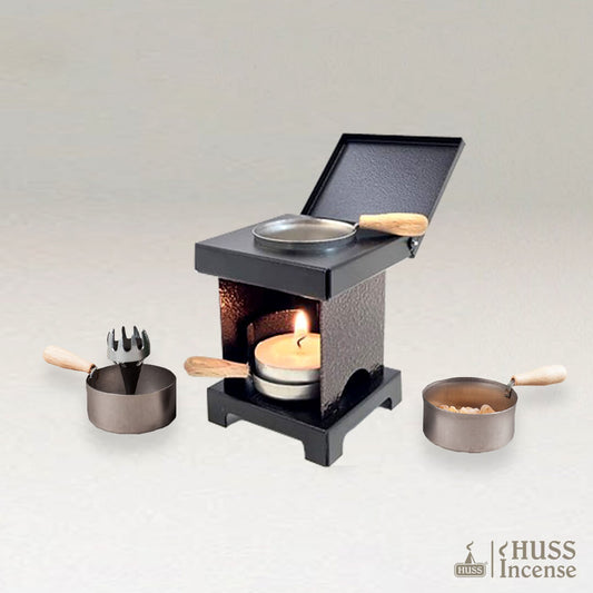 HUSS Incense Stool Stove copper with Incense holder and pan for resin