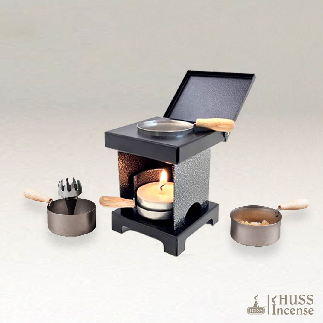 HUSS Incense Stool Stove copper with Incense holder and pan for resin