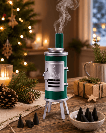 HUSS Incense Glue oven green on a table with Christmas decoration