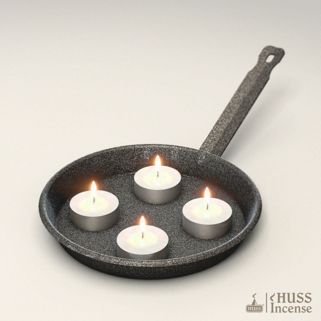 HUSS Incense Rustic Steel Pan with candles