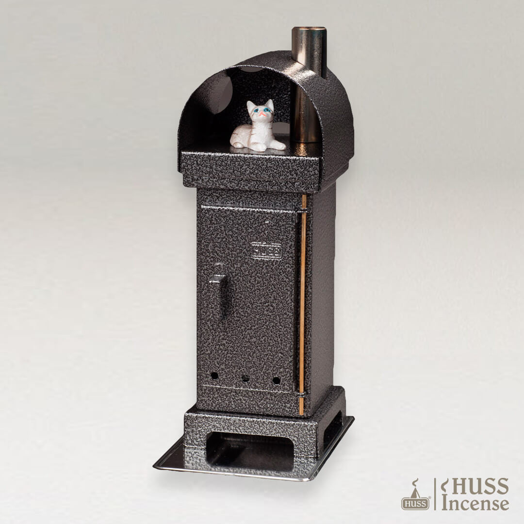 HUSS Incense Cone Wood Burner with cat